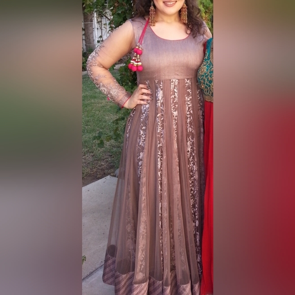 Fancy Anarkali Dress - Mauve - 39" Medium - Picture 13 of 15